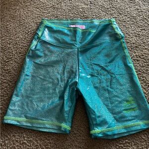 The Mighty Company Glitter Athletic Shorts Teal Blue Retails $250 Size M